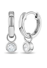 delightful silver clear cubic zirconia round birthstone baby earrings